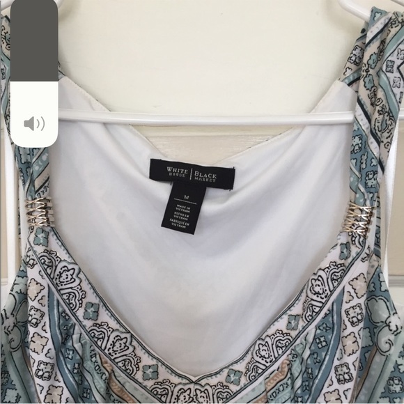 White House Black Market Geometric Print Dress - Blue and Cream - Picture 4 of 6